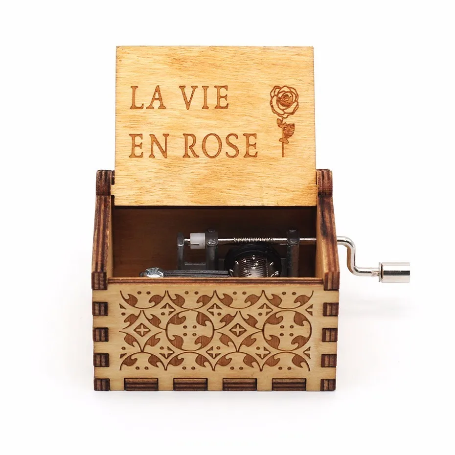 La vie en rose Ручной Кривошип вы мой Солнечный Луна река Красавица и Чудовище деревянная музыкальная шкатулка Игра престолов Звездные войны Рождественский подарок - Цвет: La vie en rose