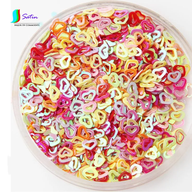 Девушка Цвет ажурное Открытое сердце/Персик Форма 4 мм Мини пайетки ювелирные