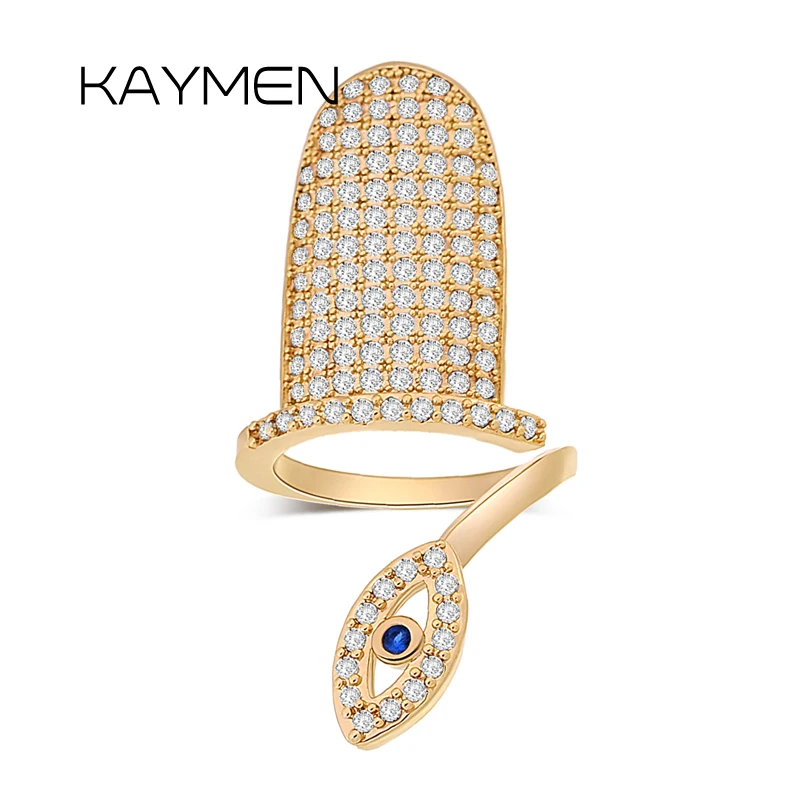 

New Arrivals Handmade Nail Ring for Wome Girls Gold Plating with Full Zircon Stone Fingernail Art Protecting Costuem Jewelry