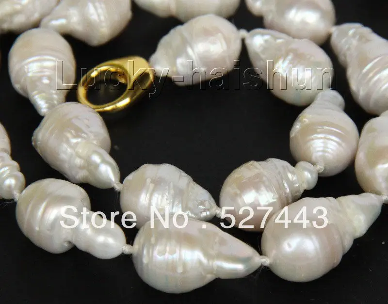 

Wholesale free shipping >>natural 18" 25mm baroque white Reborn keshi pearls necklace j10013