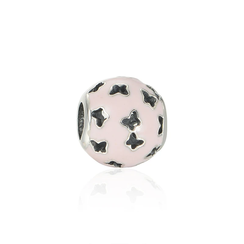 

Fits European Charms Bracelet 925 Sterling Silver Jewelry Abstract Pink Butterfly Charm Bead For Women Bracelet DIY Jewelry