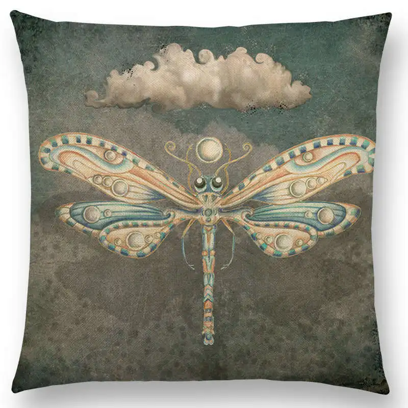 Classic Retro Magical Animals Cool Bird Blue Whale Hedgehog Moonlight Owl Bat Bee Octopus Throw Pillow Case | Дом и сад