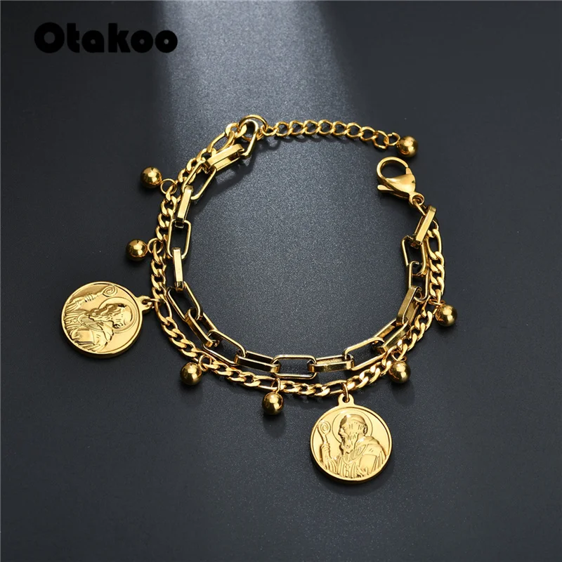 Otakoo медаль Святого Бенедикта браслет женский винтажный San Benito золотой цвет