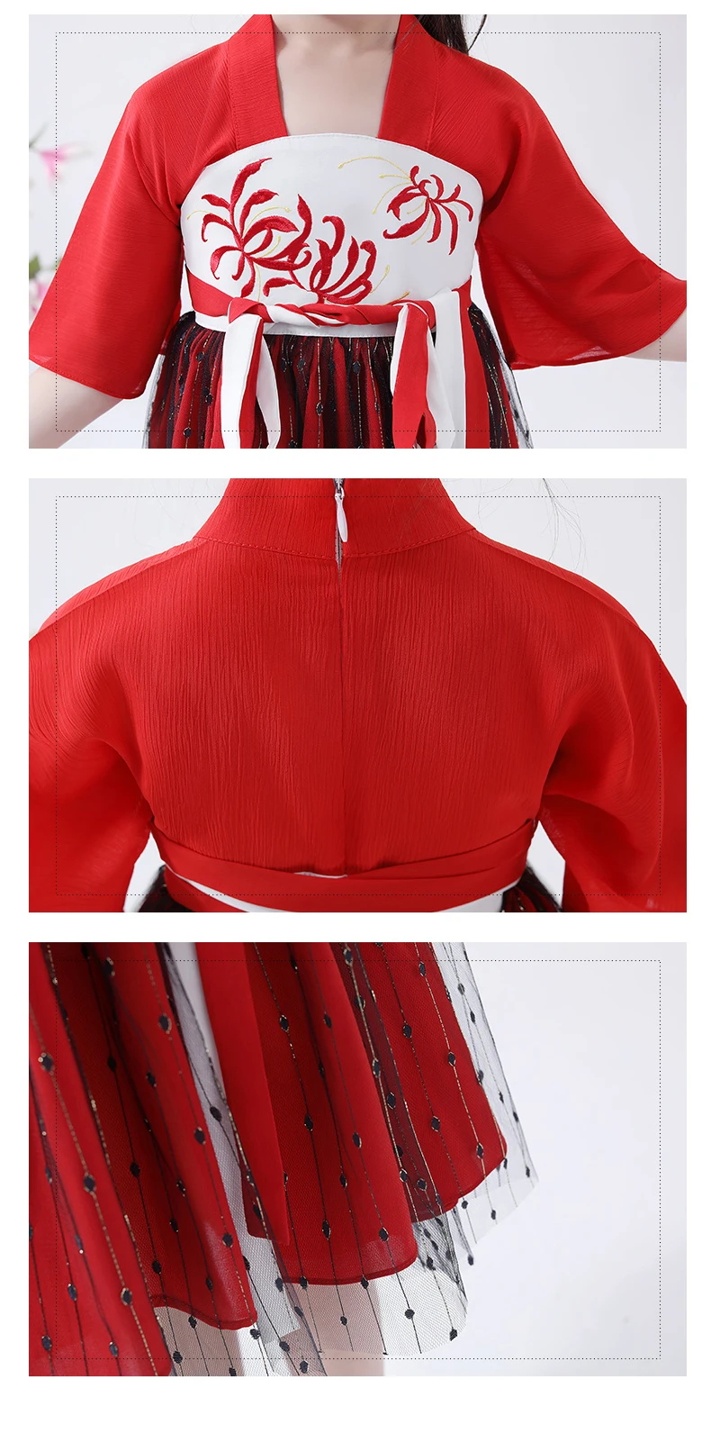 Hanfu/костюм для девочек летняя одежда с короткими рукавами в китайском стиле традиционное платье в китайском стиле детская Одежда для танцев в народном стиле DQL897