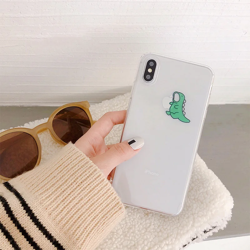lovely baby dinosaur clear TPU phone Cases For iphone XS Max X XR for 6 6s 7 8 plus soft back cover |