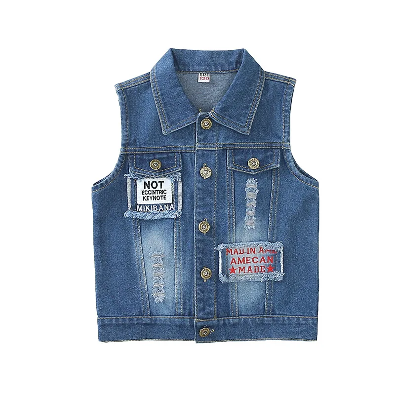 Girls Casual Cartoon Denim Vests Waistcoats Autumn Children Printed Fashion Vest Girl Jeans Outdoor Waistcoat