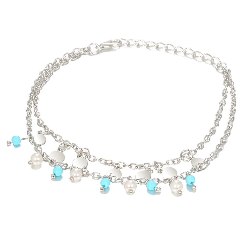 2 шт./компл. женские Сандалеты с перепонкой на лодыжке модная круглый жемчуг