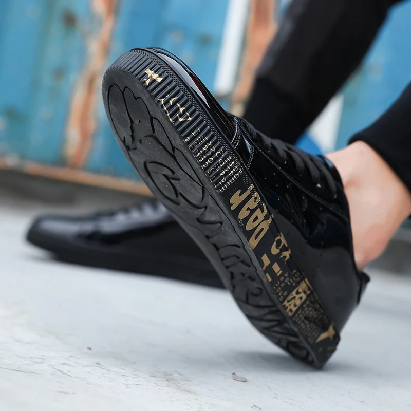 Кроссовки Sooneeya мужские блестящие лакированная кожа повседневная обувь унисекс