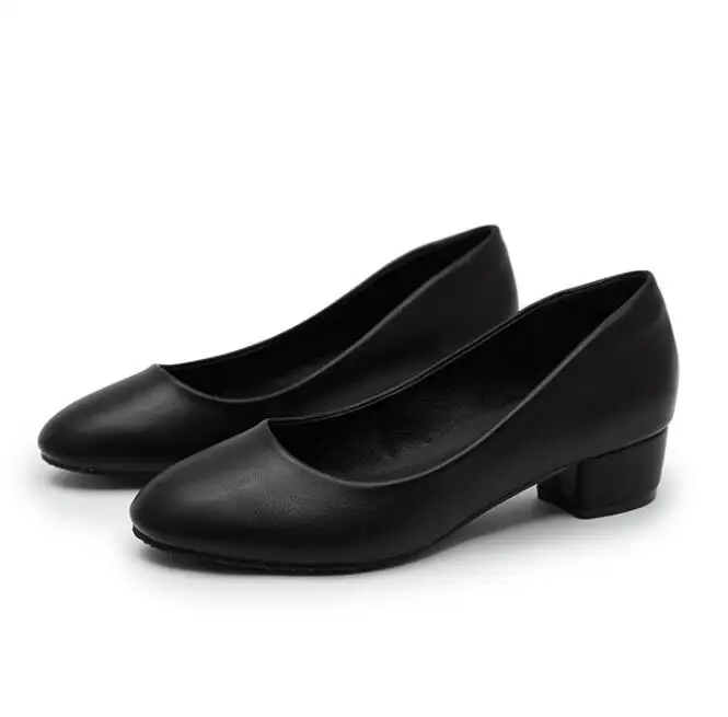 leather round toe 3 вида стилей кожаные туфли; женские туфли-лодочки на квадратном каблуке средней высоты в сдержанном стиле; женские весенние офисные туфли из органической кожи; женские деловые туфли на высоком каблуке - Цвет: leather round toe