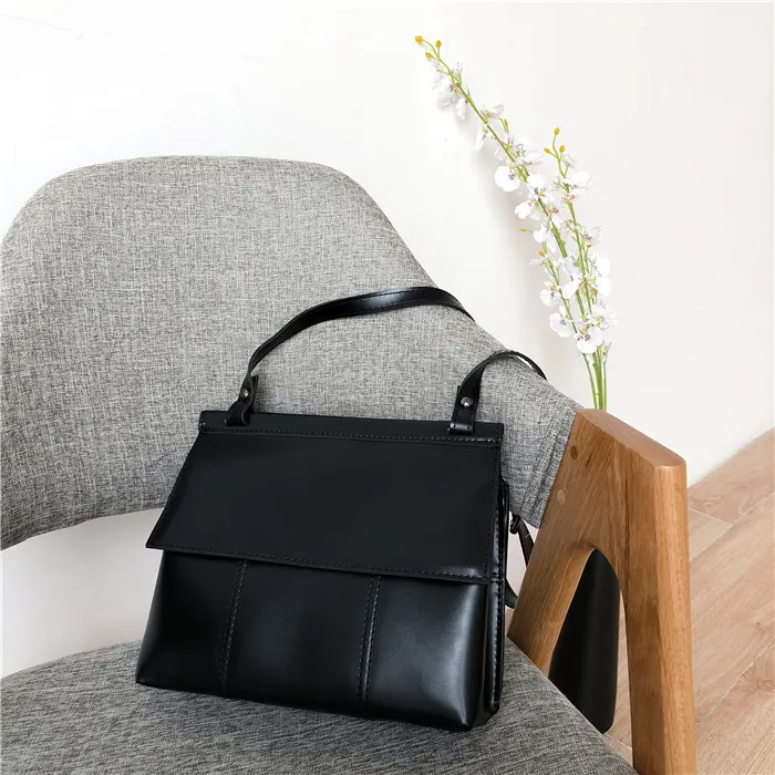 Черный Винтажная женская сумка через плечо из качественной искусственной кожи, женские сумки через плечо, новинка, фирменный дизайн, женская сумка, bolsa feminina, коричневая - Цвет: Черный
