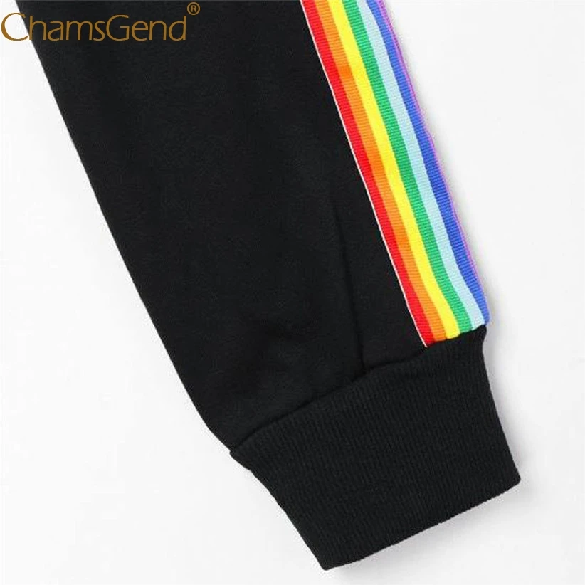 Бесплатная доставка радужные полосатые толстовки для женщин пуловер свитер с