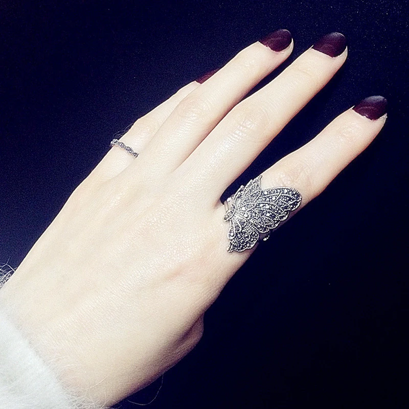 Модные ювелирные изделия Античное посеребренное женское Ретро винтажное черное