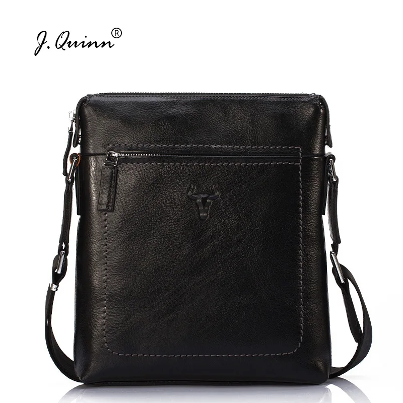 

J.Quinn Male Messenger Shoulder Bags Genuine Leather Vintage Men Business Handbags Quality Oil Wax Cowhide Crossbody Bag 2017