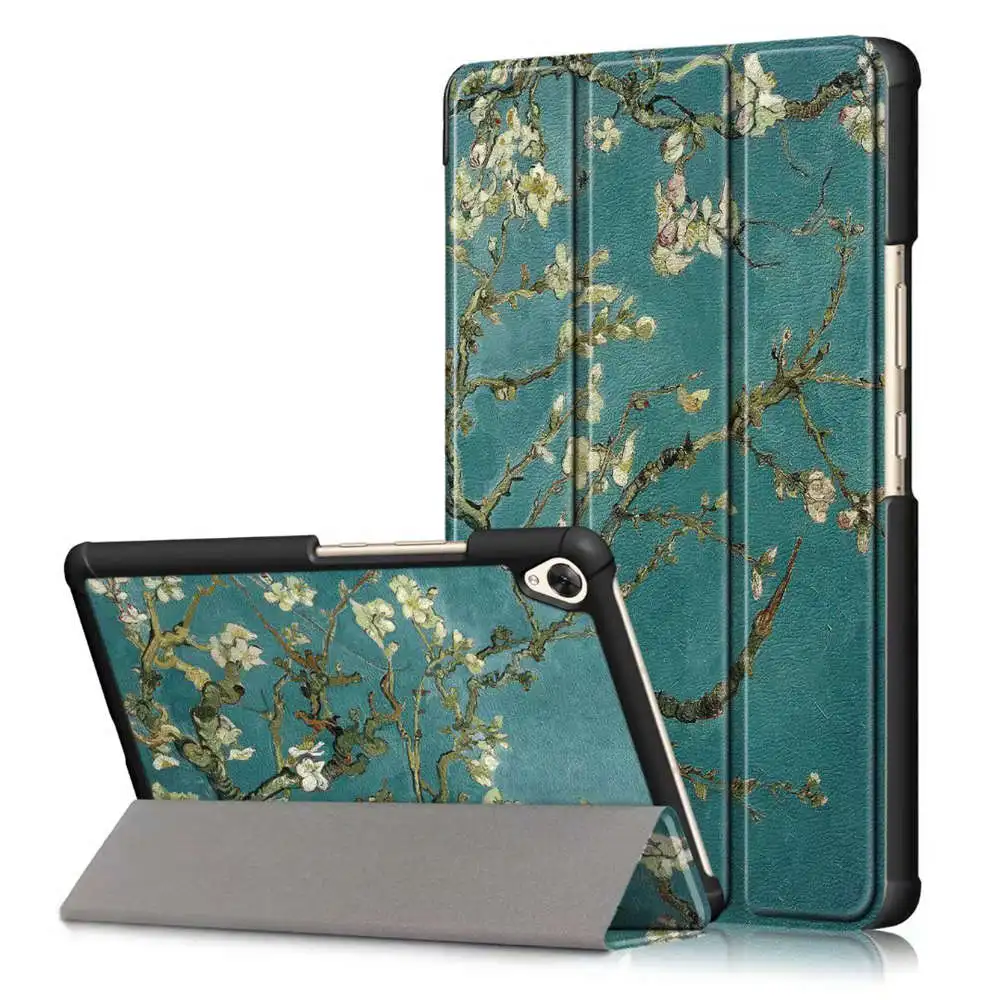 Цветной смарт-чехол с принтом из искусственной кожи чехол для huawei MediaPad M6 8,4 дюймов планшет с функцией автоматического сна чехол для M6 8,"+ пленка+ ручка