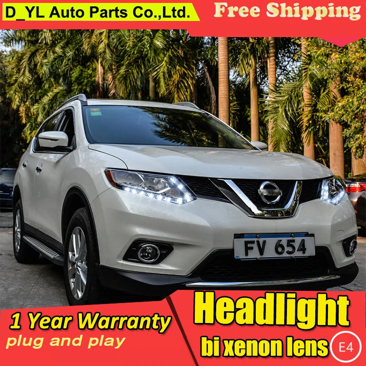 

car styling For NISSAN X-Trail headlights U angel eyes DRL 2014-2016 For X-Trail LED light bar Q5 bi xenon lens h7 xenon