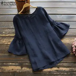 Женская винтажная Блузка с оборками на рукавах, лето 2021