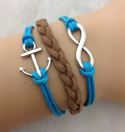 1 шт. бесконечно ручная работа браслет. металл очарование вощёный шнур кожаный