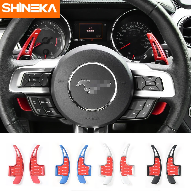 

SHINEKA Car Styling for Mustang 2016 Steering Wheel Gear Shifters Paddle Aluminum Alloy Cover Trim for Ford Mustang 2015+