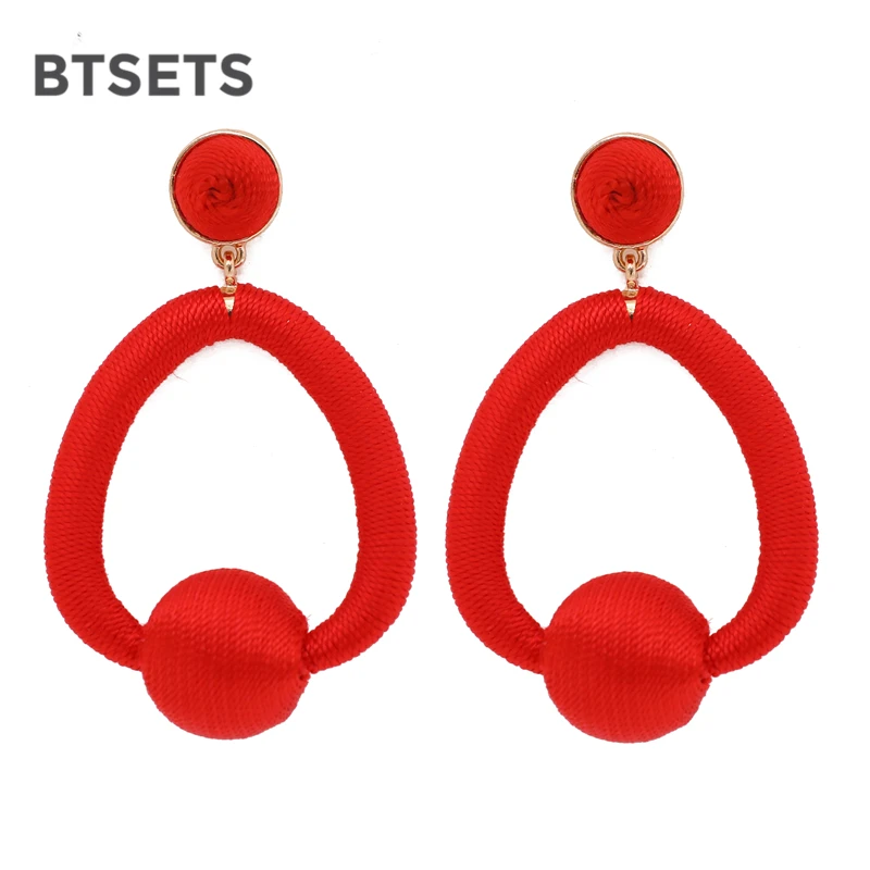 BTSETS модные серьги подвески с бахромой для женщин Bijoux круглые массивные красные