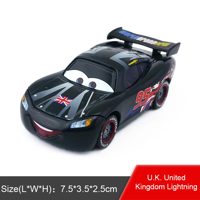 Disney Pixar Cars Gold Dinoco синий черный полицейский Молния Маккуин 1:55 металлические литые игрушки модель автомобиля для мальчиков Детский подарок - Цвет: UK McQueen