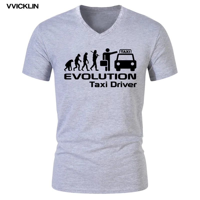 Мужская хлопковая футболка с коротким рукавом и v образным вырезом Evolution Of Taxi Driver