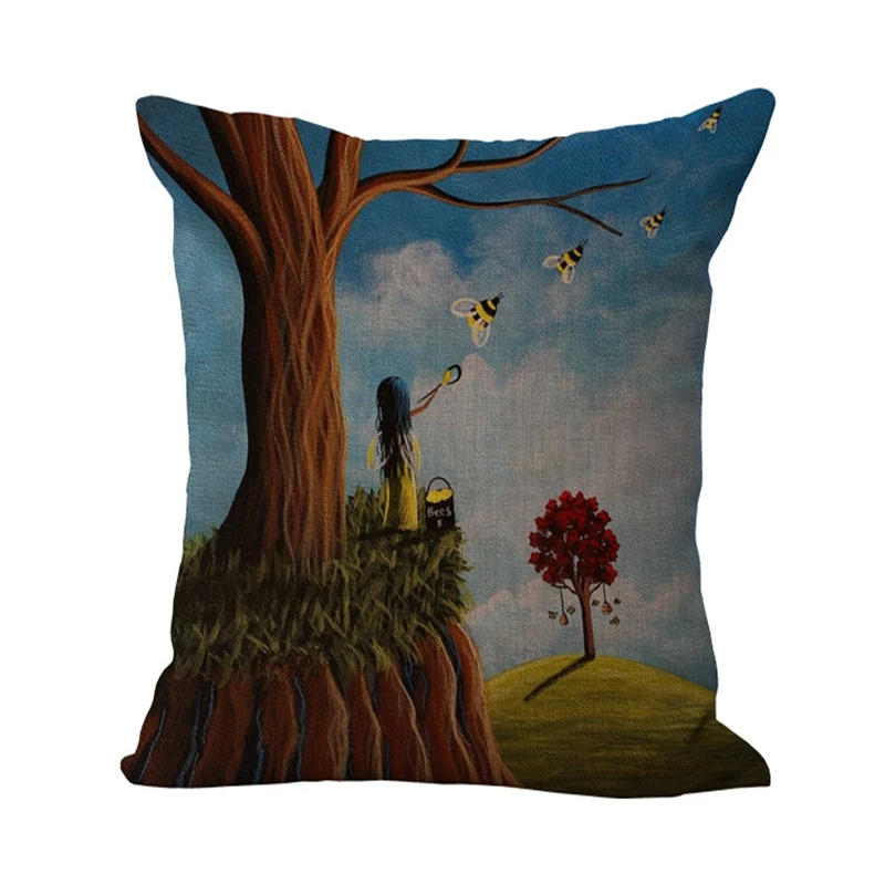 Мультяшная фантазия лес хлопок льняная Подушка C и моющаяся поясная подушка Милая для сиденья C101|linen cushion