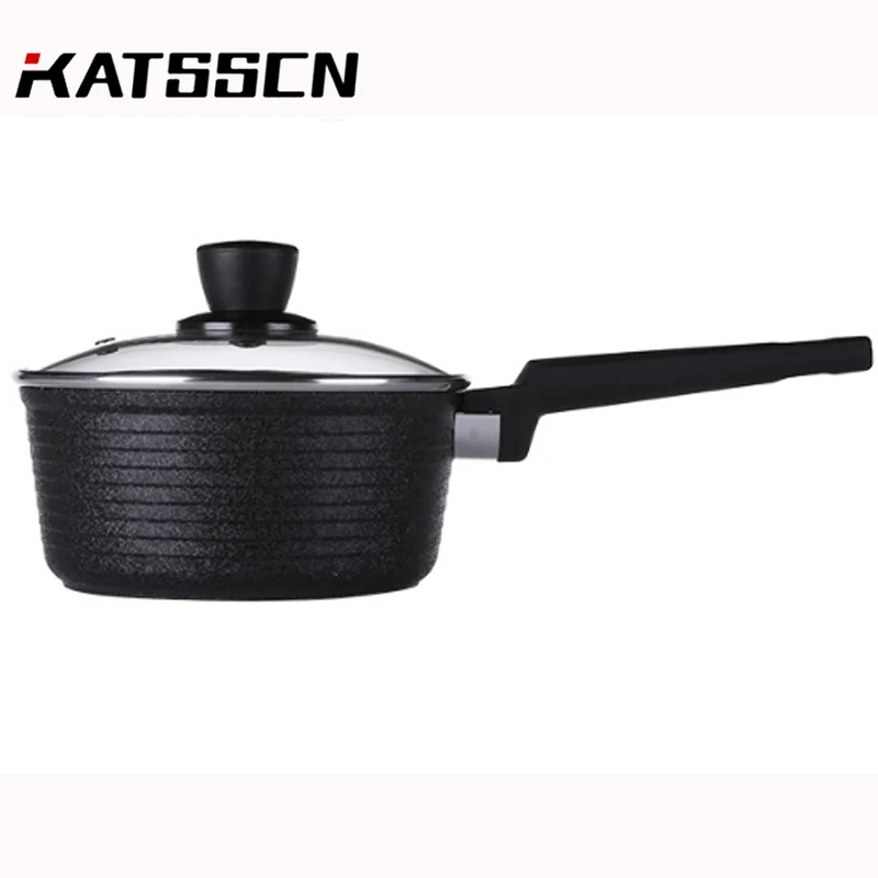 18 см чугунный молочный суповый горшок со стеклянной крышкой антипригарный