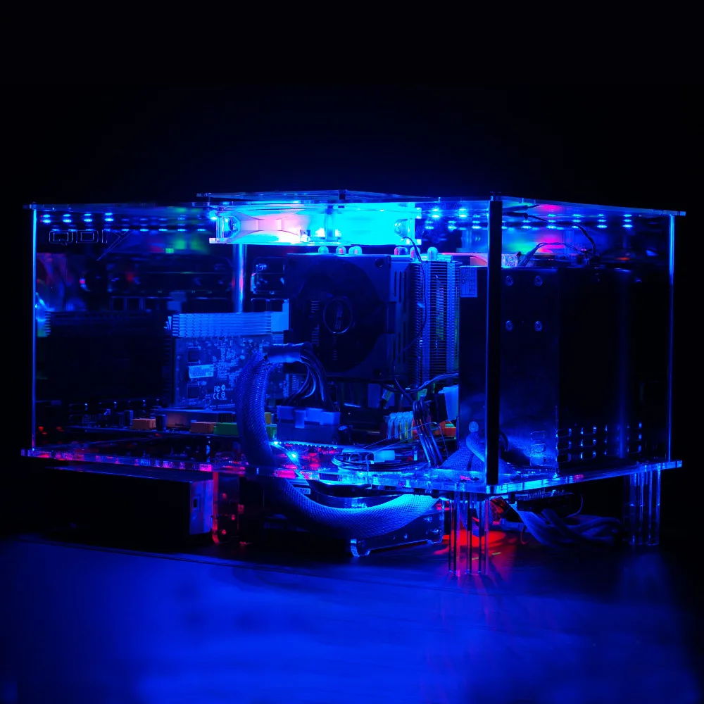qdiy pc d777xl e atx персонализированные акриловые прозрачный компьютерной настольных