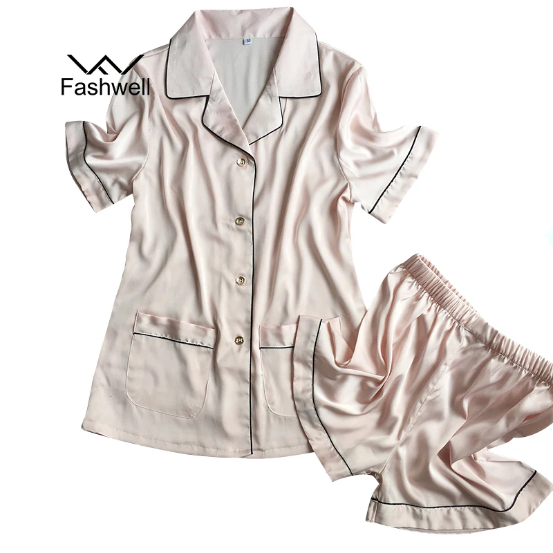 Новые модные женские короткие пижамные комплекты с отложным воротником одежда