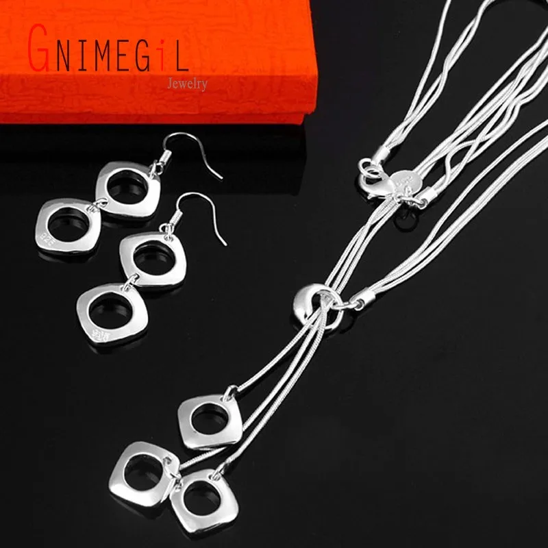 GNIMEGIL оптовая продажа женские модные ювелирные наборы серебро 925 пробы полое