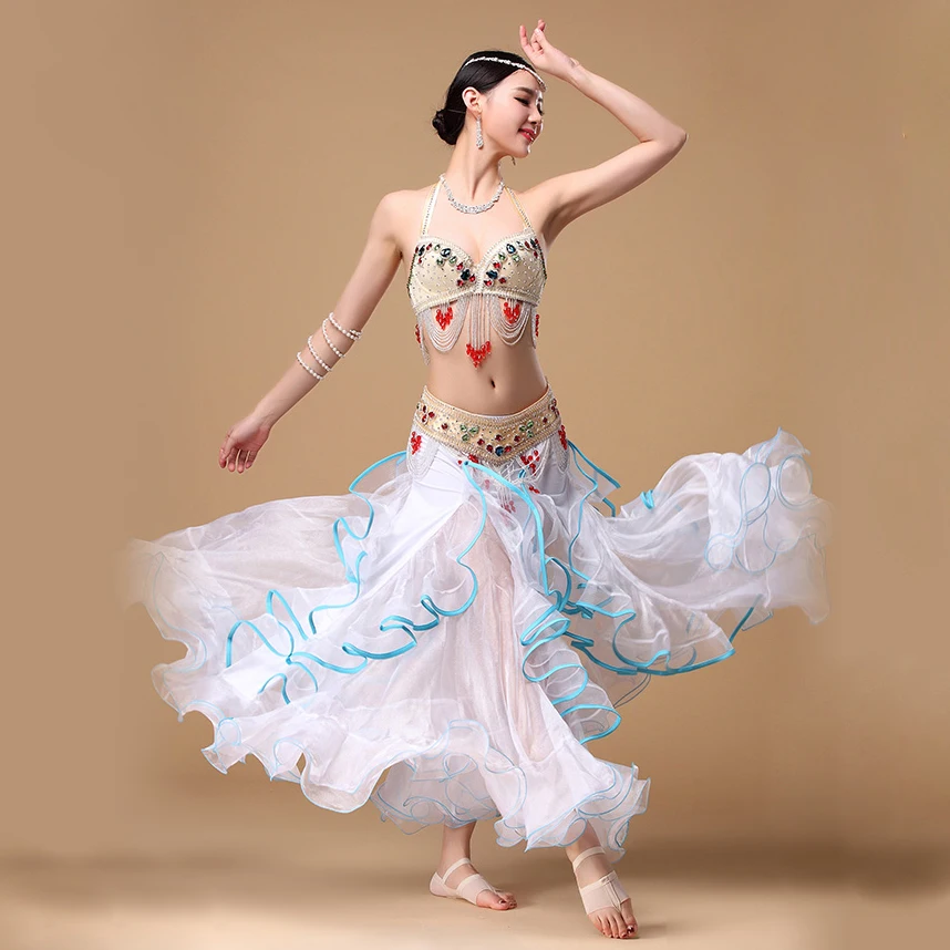 Женский костюм для танца живота комплект из 3 предметов бюстгальтер с бусинами