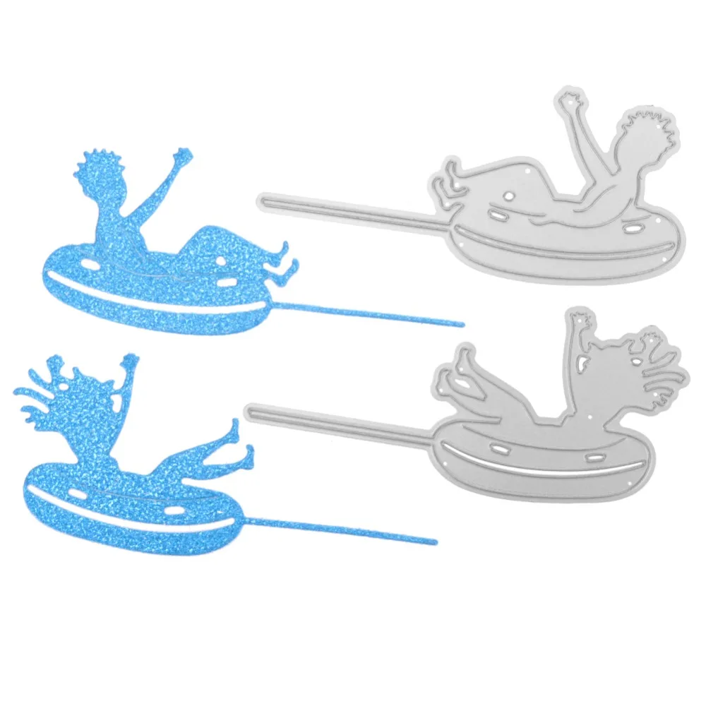 Человек с спасательной лодкой высечка крафт Скрапбукинг тиснение Шаблон