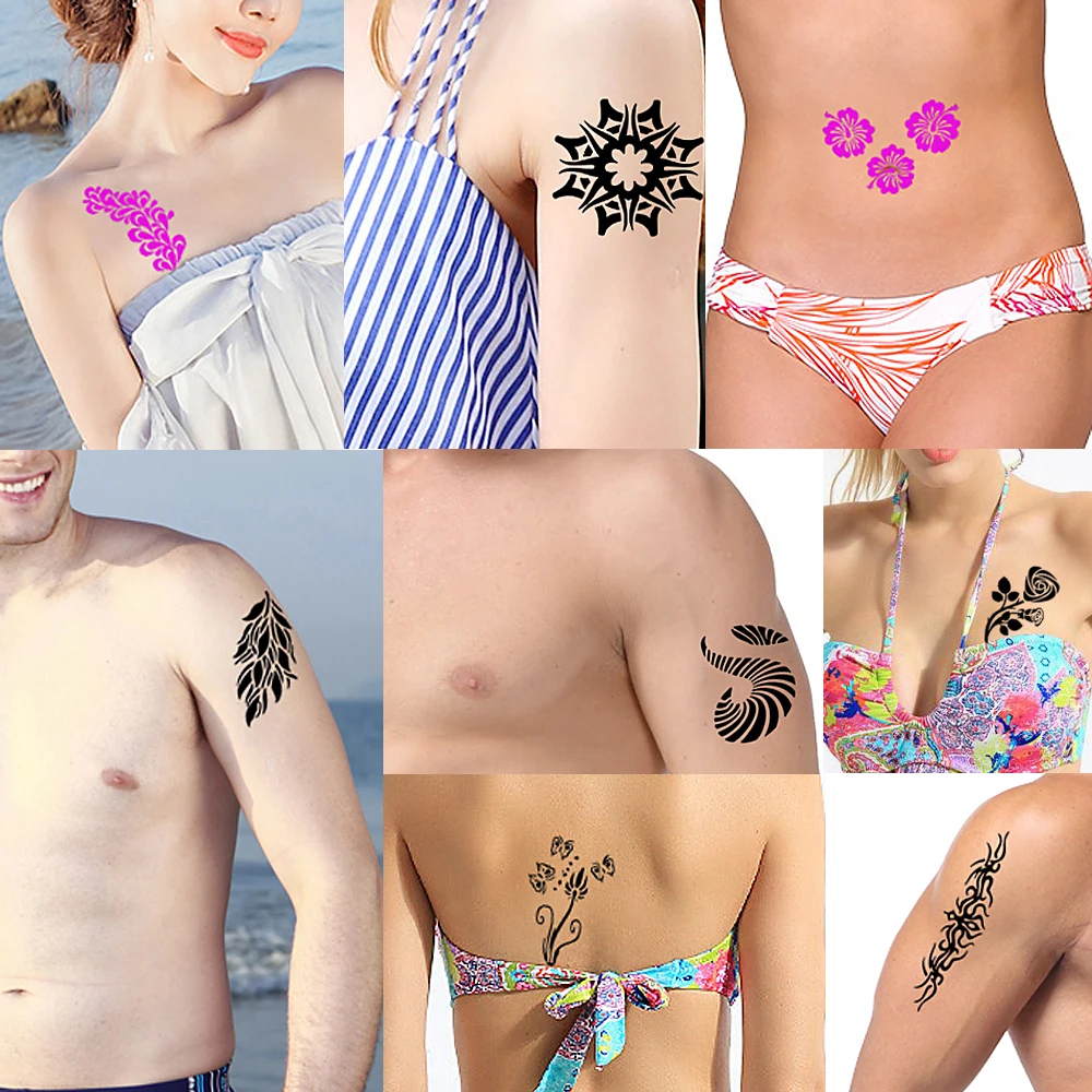 Трафарет татуировки для женщин 7 шт. полый дизайн бабочки маленький хна сделай