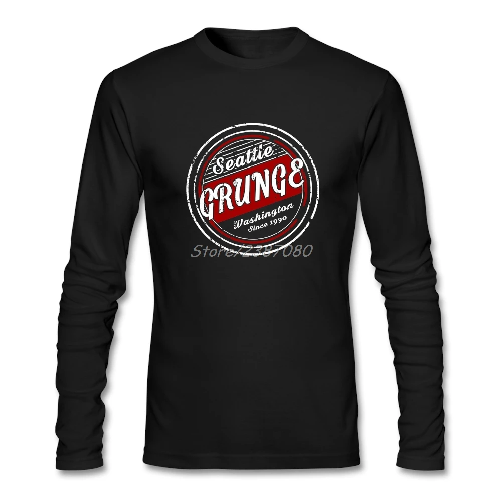 Seattle Grunge Винтаж футболка с длинным рукавом Пользовательские Для мужчин Новый