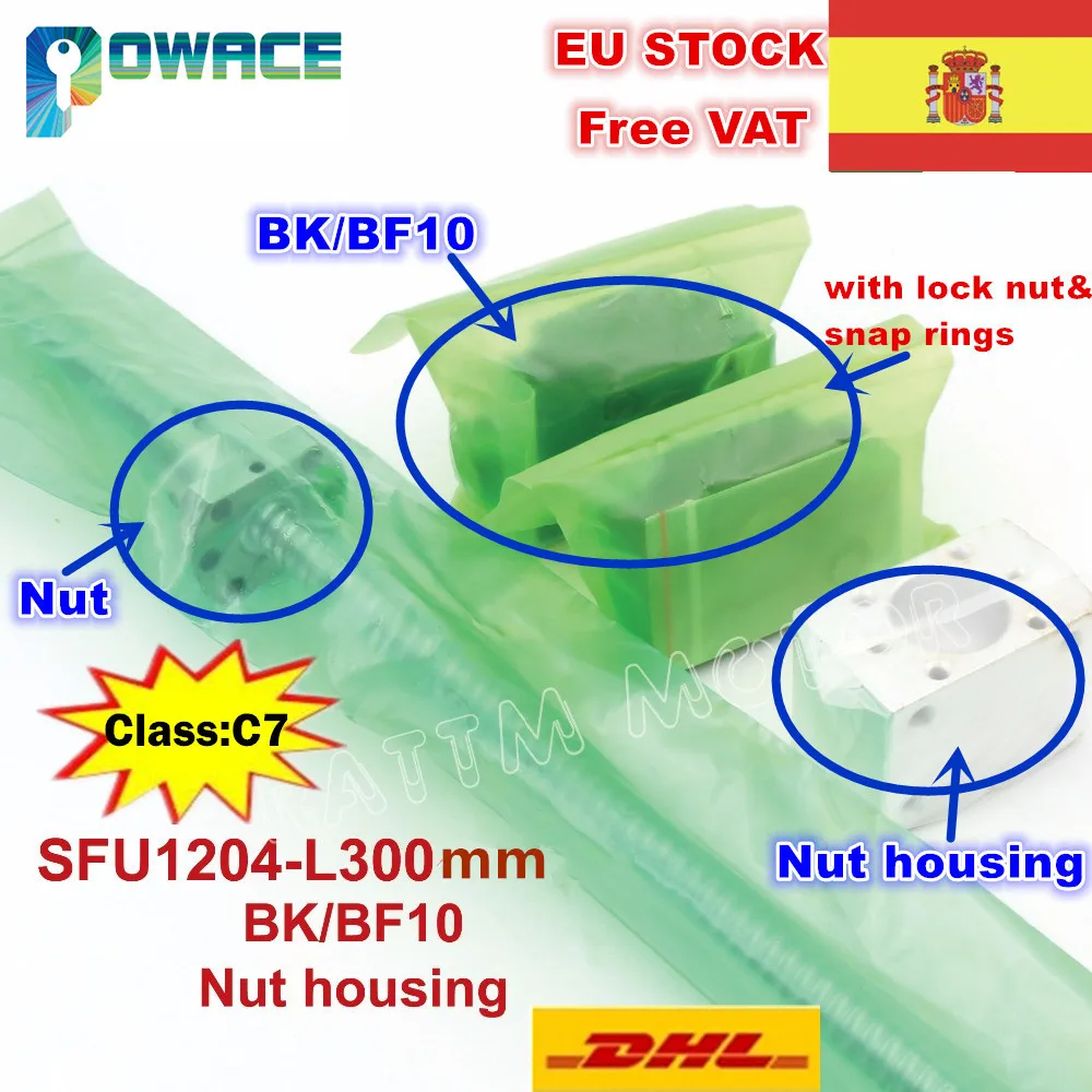 

[EU/RU Stock/Free VAT] SFU1204 End Machined Ballscrew L300/400/500/600mm &1204 Ballnut + BK/BF10 Support+ Nut housing