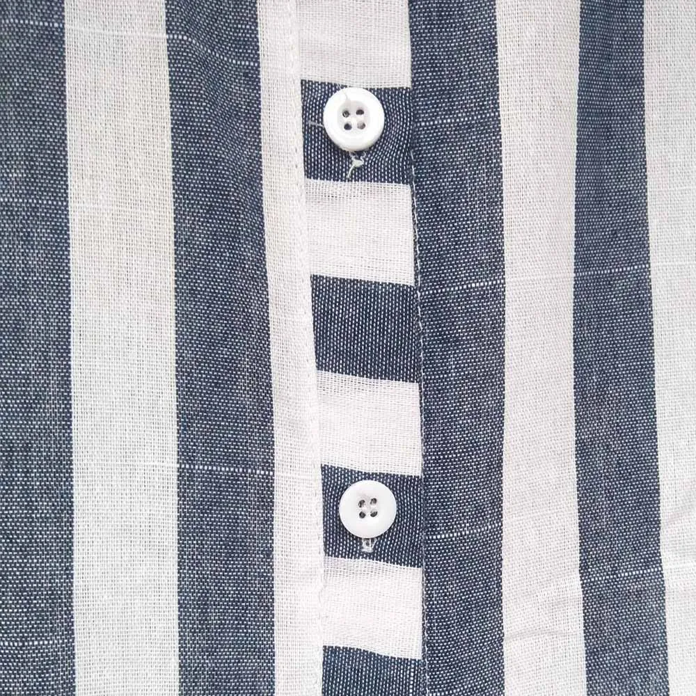 Для женщин длинная рубашка Рог Полосатая Короткий Рукав Топы длинные блузы Mujer De