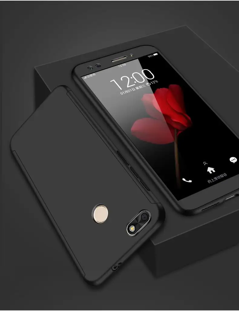 black hard case Nova Lite 360 Полный Чехол для huawei P9 Lite мини Чехол SLA-L22 чехол с закаленным стеклом протектор huawei Y6 Pro - Цвет: black hard case