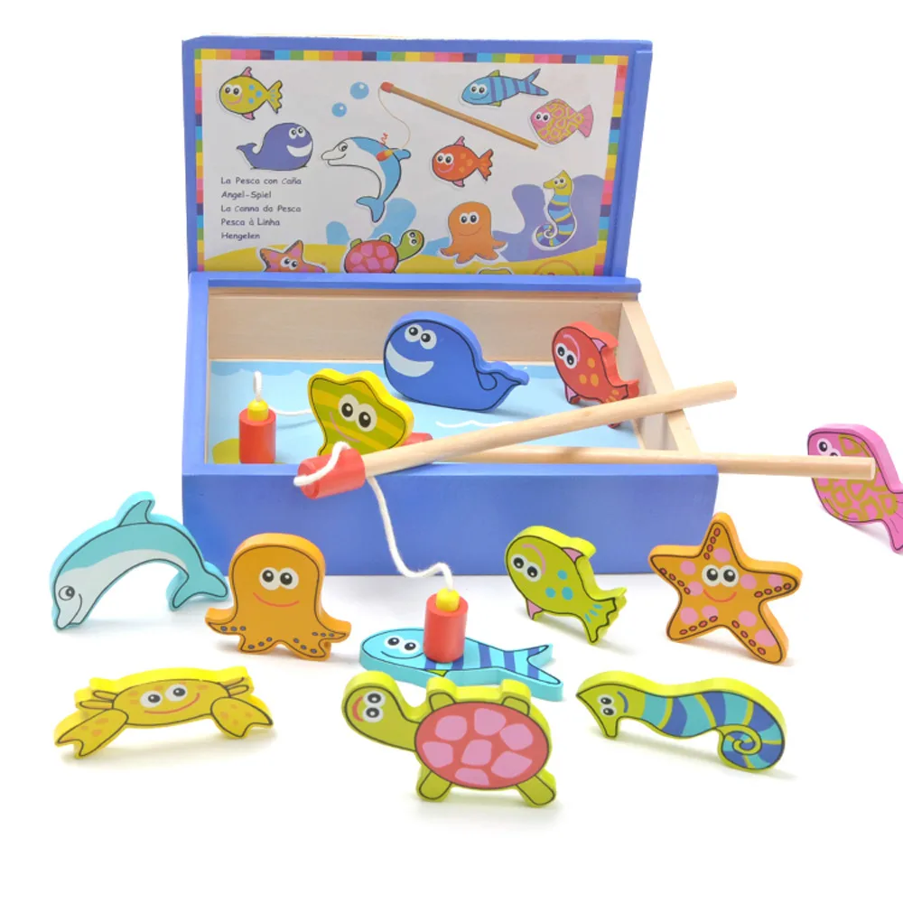 Деревянная рыболовная игра Детские деревянные игрушки рыбки набор|fishing game|fishing toy