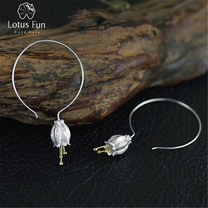 Lotus Fun Настоящее серебро 925 проба Натуральный творческий ручной работы ювелирные