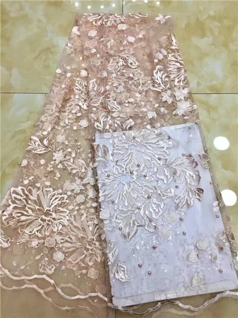 2019 high quality beaded French Nigerian sequins net lace African tulle mesh sequence fabric for dress 5yards/lot white XX2 | Дом и сад