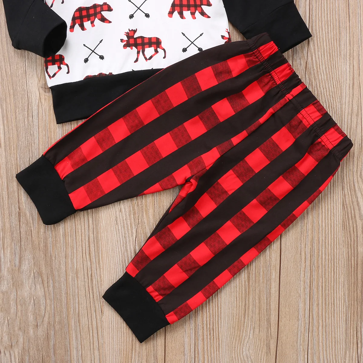 2018 Newborn Infant Baby Boy Girl Hoodies Tops Plaid Pants Cartoon 2Pcs Outfits Anime Deer Set Christmas Xmas Clothes 45 | Детская
