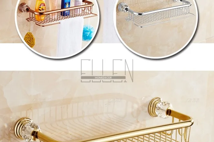 Роскошный хрустальный латунный золотой держатель для шампуня крючок для полотенец в ванную аксессуары для ванной EL7089