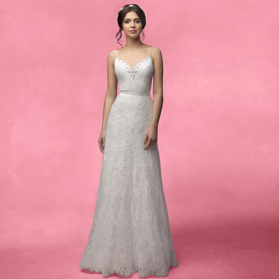 ADLN сексуальные кружевные свадебные платья Vestidos De Novia Спагетти ремни