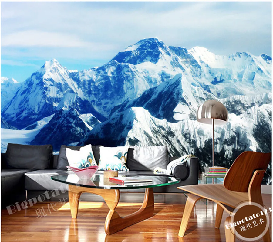 

The latest 3D murals, the Mount Qomolangma ice mountain scenery de parede Papel, the living room TV sofa bedroom wall paper