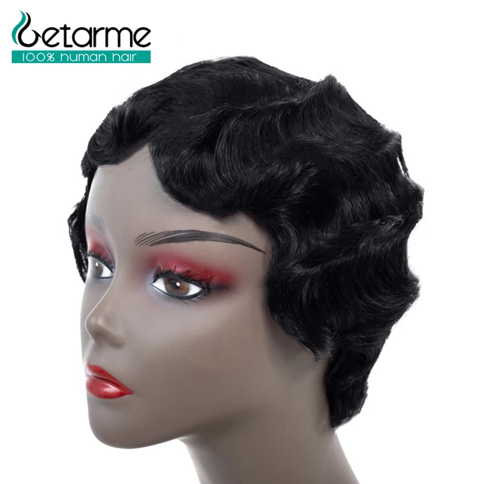 Getarme волосы Короткий Палец волнистые парики боб парик Pixie Cut парик для черных женщин бразильские не Реми волосы короткие человеческие волосы парики