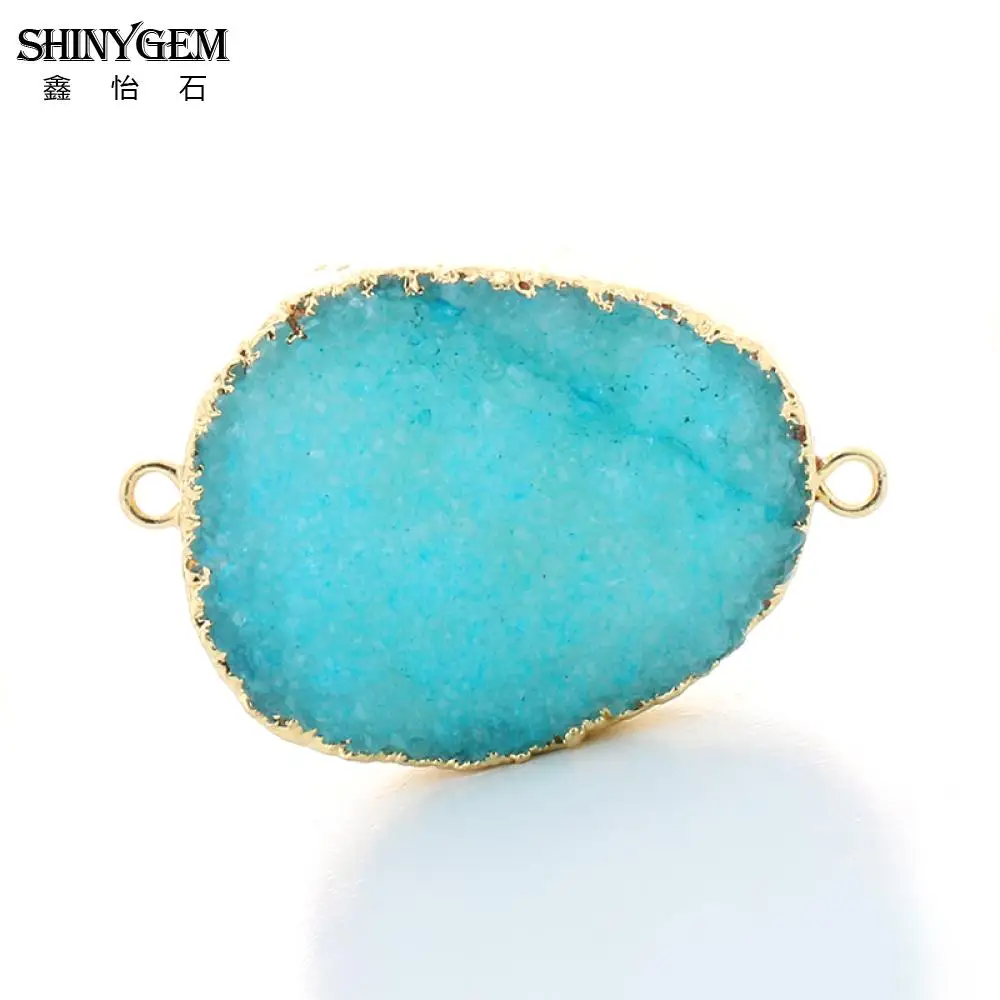 ShinyGem Druzy камень кулон DIY шармы-соединители золотое покрытие много цветов