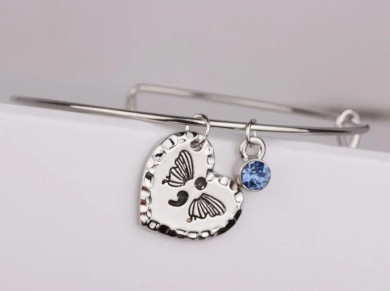 2016 новинка сердце полуколон браслеты с серебряным покрытием Бабочка браслет