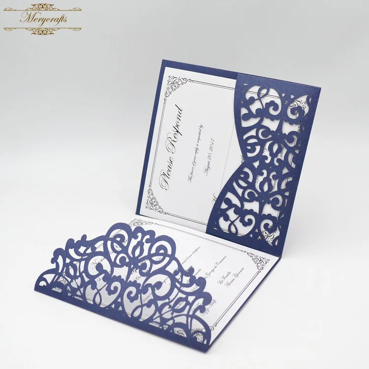 New Arrival Pocket Design Tri Folded Laser Cut Wedding Invitations card For Decorations | Дом и сад