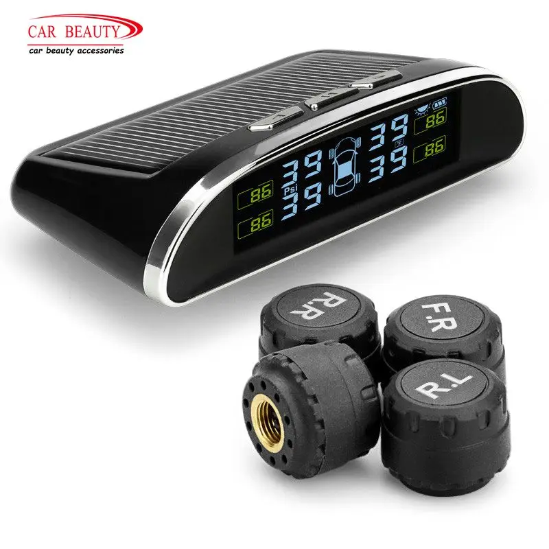 Солнечная энергия автомобиля TPMS провод в режиме реального времени цифровой дисплей сигнализации с давлением в шинах и температура мониторинга системы для авто безопасности