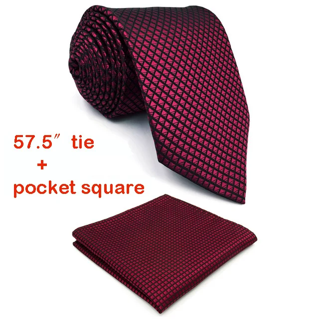 Classic Size Tie Set U25 однотонные красные галстуки для мужчин бордовый малиновый Галстук Классический Шелковый Свадебный удлиненный 6" Тонкий 6 см галстук - Цвет: Classic Size Tie Set